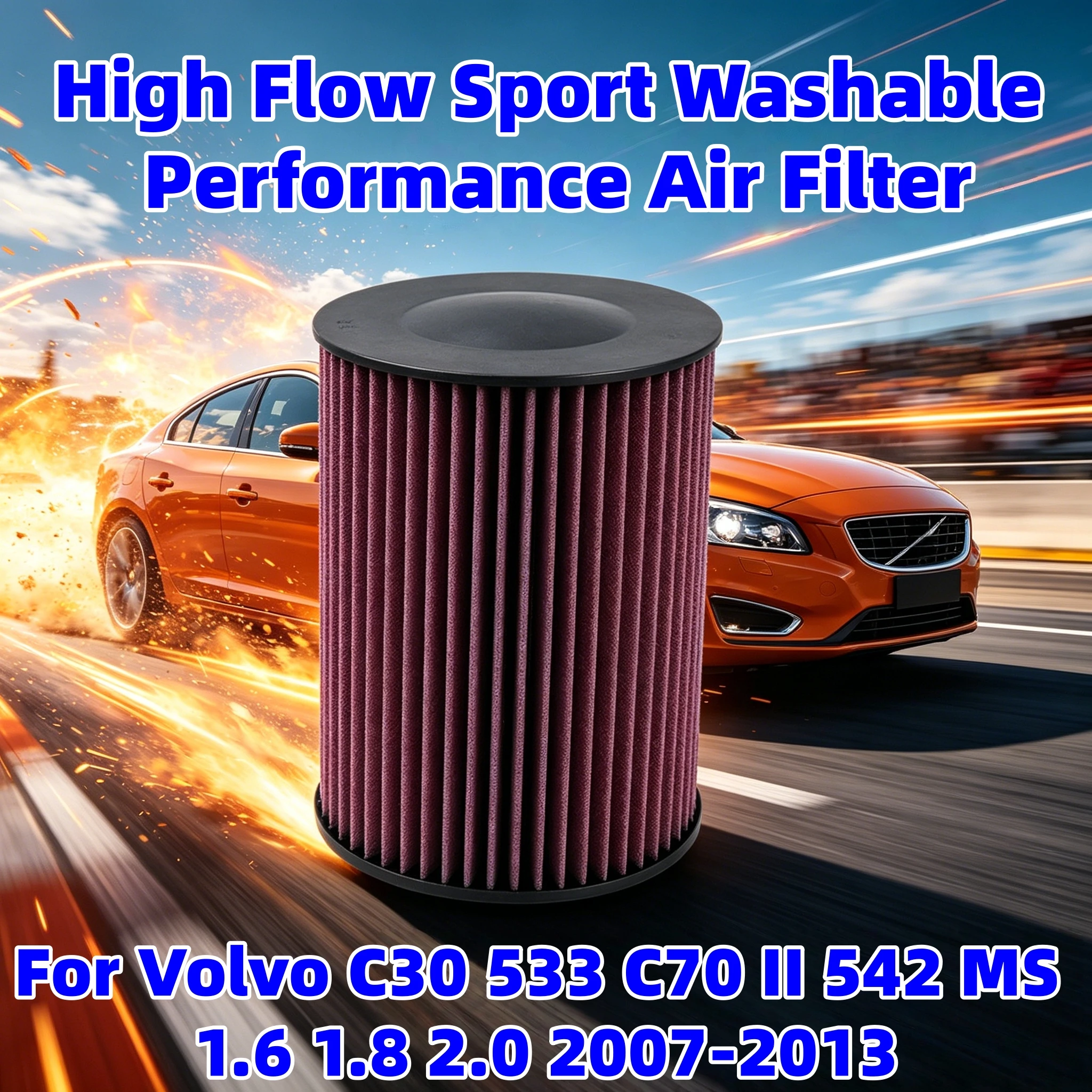 For Volvo C30 533 C70 II 542 MS 1.6 1.8 2.0 2007-2013 High Flow Sport Washable Performance Round Air Filter Replacement E-2993
For Volvo C30 533 C70 II 542 MS 1.6 1.8 2.0 2007-2013 High Flow Sport Washable Performance Round Air Filter Replacement E-2993