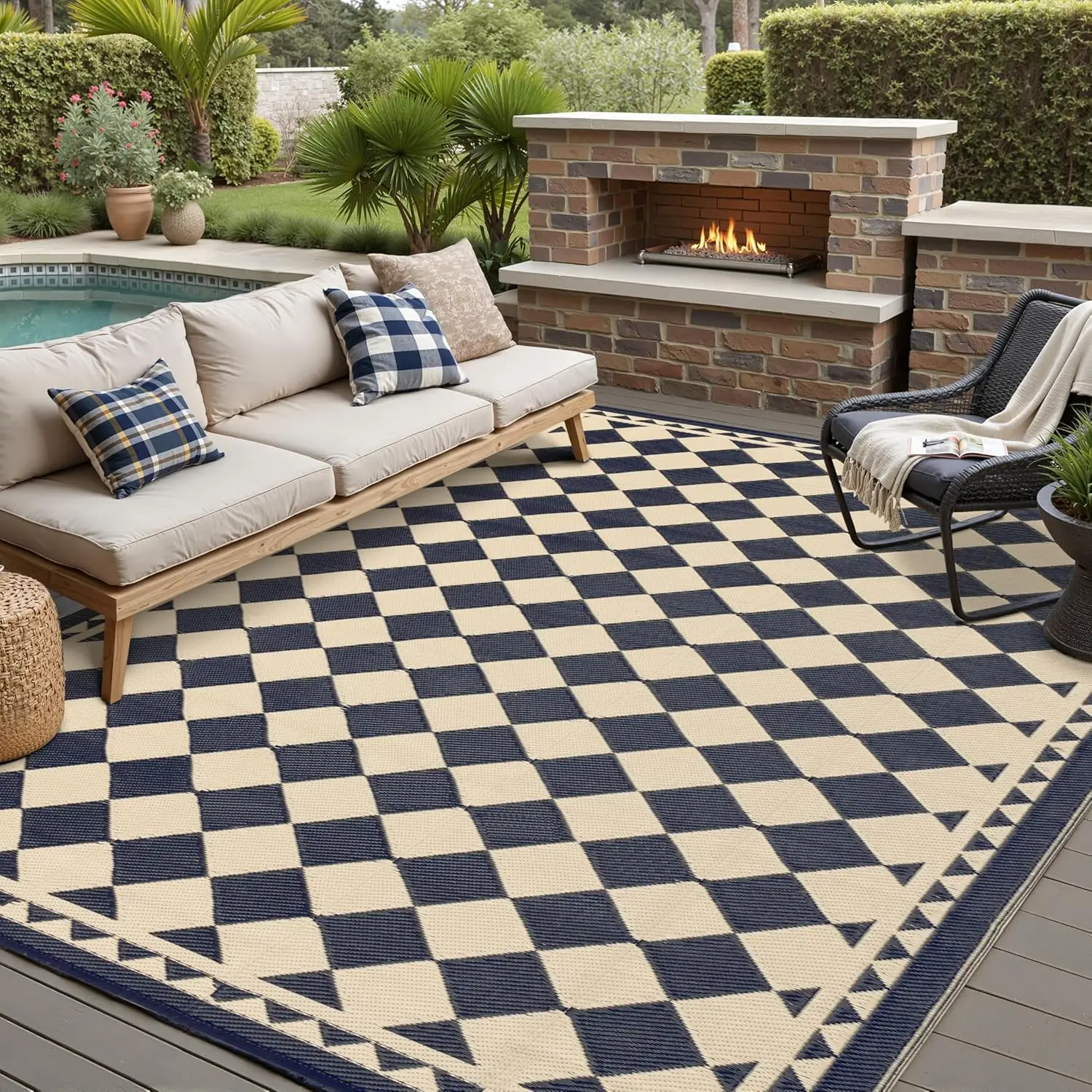 Outdoor Rug for Patios, Waterproof Mat, Large Reversible Camping Rug, 8x10 Checkered Black/Beige
Outdoor Rug for Patios, Waterproof Mat, Large Reversible Camping Rug, 8x10 Checkered Black/Beige