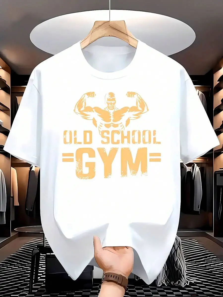 Mens Loose Fit Round Neck Graphic Tee With Old School Gym Print
Mens Loose Fit Round Neck Graphic Tee With Old School Gym Print