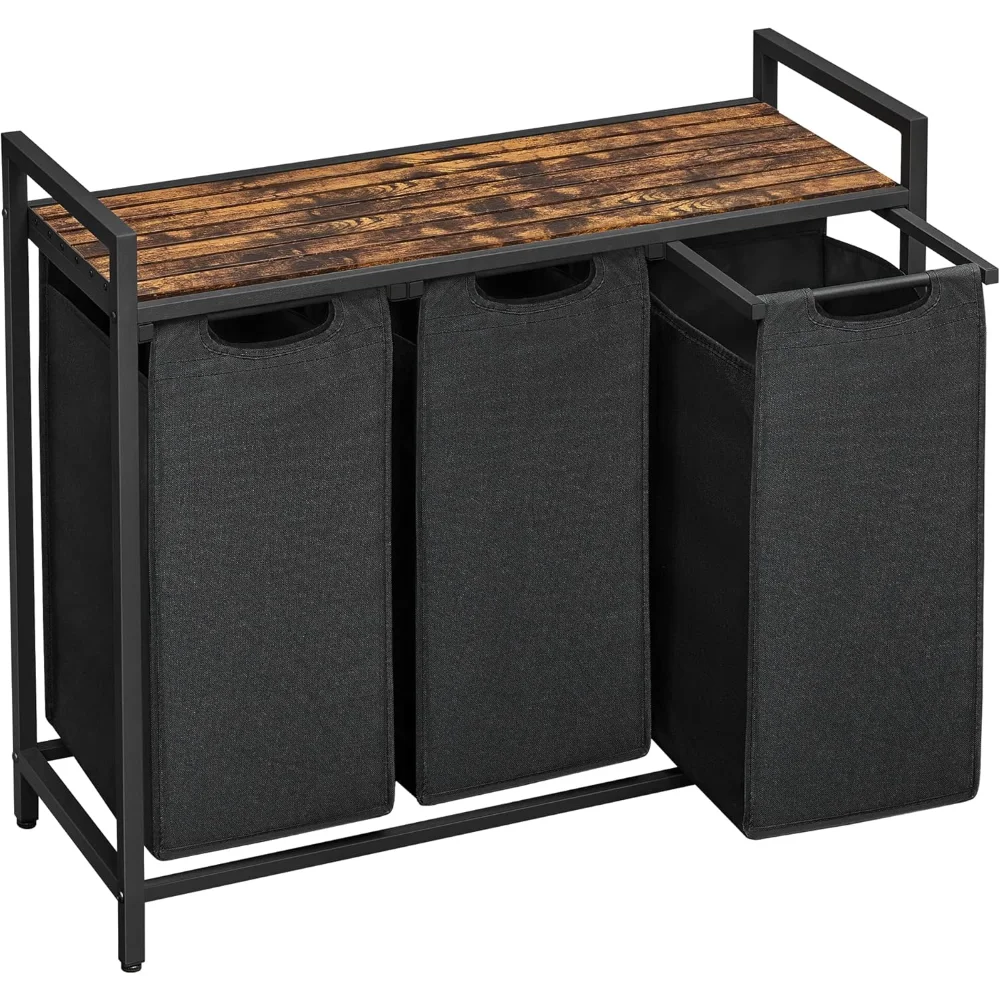 Laundry Hamper, Laundry Basket, Sorter with 3 Pull-Out and Removable Bags, Shelf, Metal Frame, Storage Baskets
Laundry Hamper, Laundry Basket, Sorter with 3 Pull-Out and Removable Bags, Shelf, Metal Frame, Storage Baskets