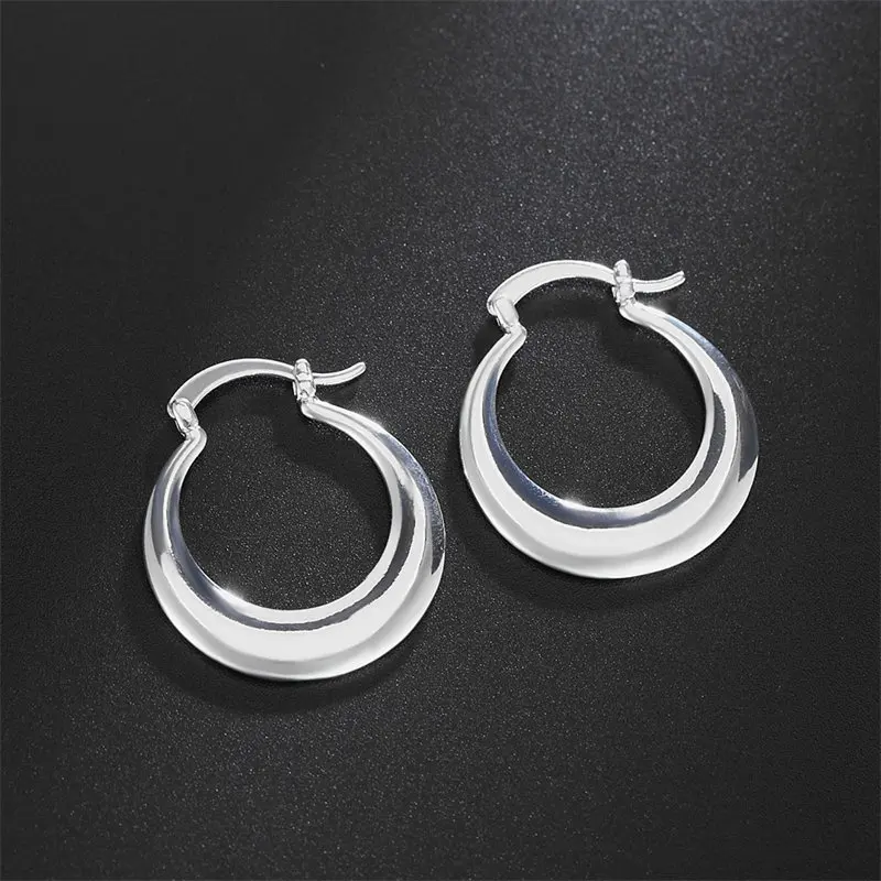 New 925 Sterling Silver Fine 30MM Simple Moon Hoop Earrings For Women Fashion Charm Gift Jewelry Accessories Wedding
New 925 Sterling Silver Fine 30MM Simple Moon Hoop Earrings For Women Fashion Charm Gift Jewelry Accessories Wedding