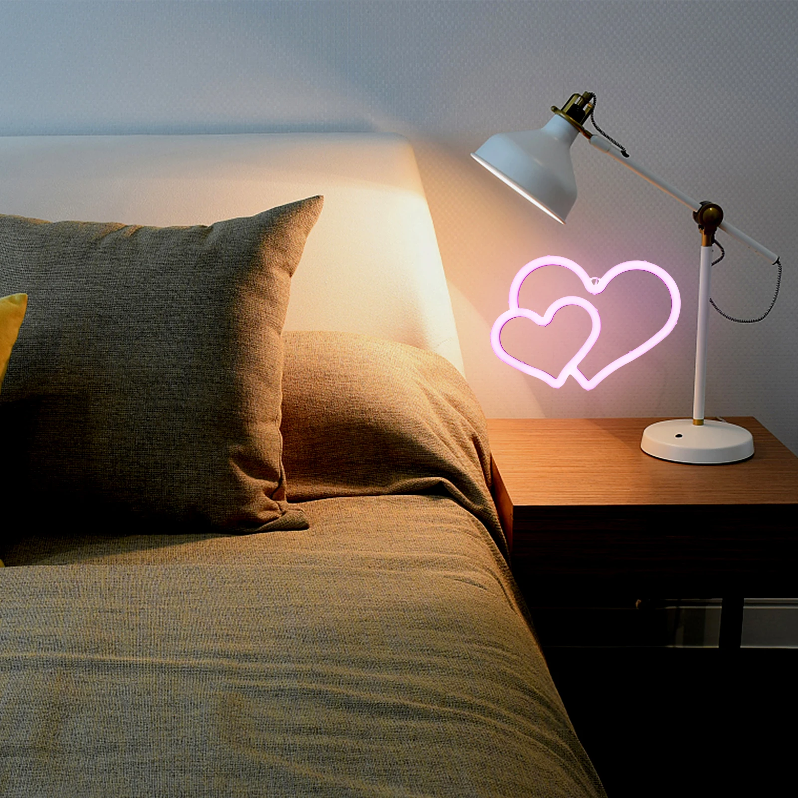 Dual Heart Neon Sign Lamp Led Creative Light Usb Powered Decorative Night Lamp Bedroom Party Wall Indoor Lighting 
Dual Heart Neon Sign Lamp Led Creative Light Usb Powered Decorative Night Lamp Bedroom Party Wall Indoor Lighting