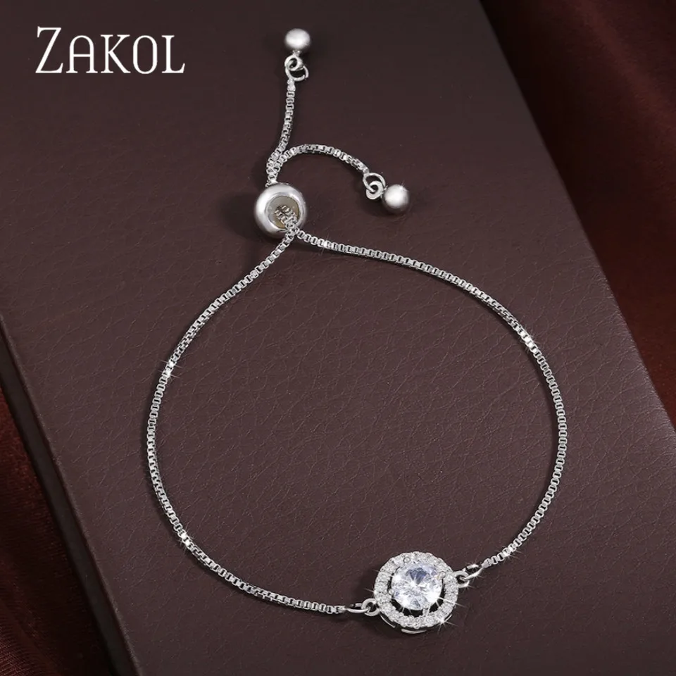ZAKOL Minimalist 10mm Cubic Zirconia Round Charm Bracelets for Women Adjustable Fashion Wedding Party Jewelry
ZAKOL Minimalist 10mm Cubic Zirconia Round Charm Bracelets for Women Adjustable Fashion Wedding Party Jewelry