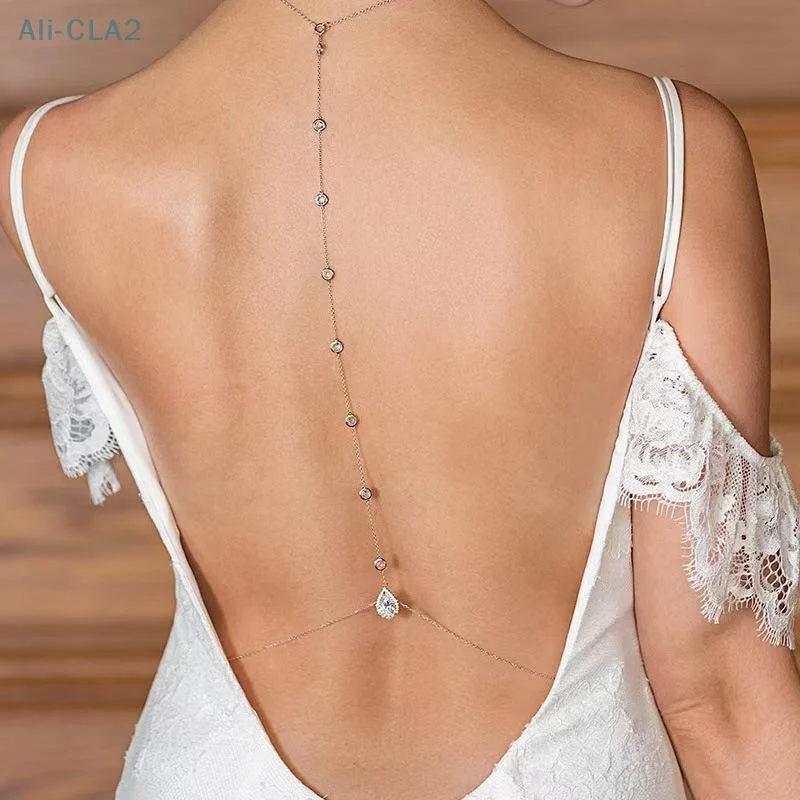 Sexy Crystal Back Chain Body Jewelry For Women Luxury Metal Water Drop Zircon Backless Necklace Bridal Wedding Dress Jewelry
Sexy Crystal Back Chain Body Jewelry For Women Luxury Metal Water Drop Zircon Backless Necklace Bridal Wedding Dress Jewelry