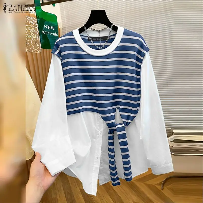 2026 ZANZEA Spring Striped Patchwork Blouse Women Casual O Neck Long Sleeve Tops Casual Pullover Elegant OL Work Shirt Oversize
2026 ZANZEA Spring Striped Patchwork Blouse Women Casual O Neck Long Sleeve Tops Casual Pullover Elegant OL Work Shirt Oversize