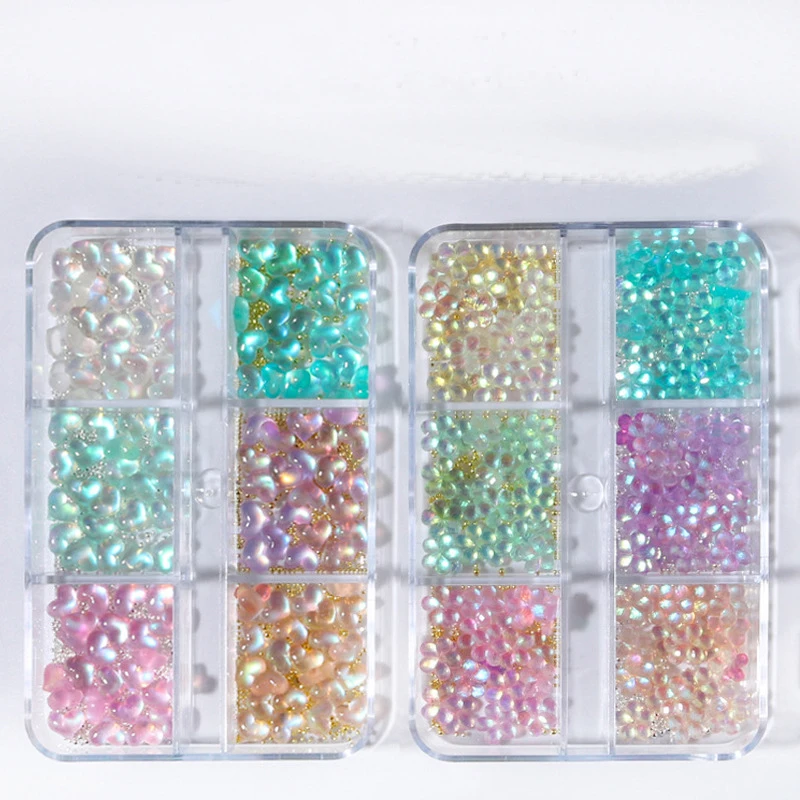 6 Grids Aurora Jewelry Nail Art Deco Charm Mixed Size Love Heart Decorative 3D Nail Parts DIY Nail Accessories
6 Grids Aurora Jewelry Nail Art Deco Charm Mixed Size Love Heart Decorative 3D Nail Parts DIY Nail Accessories