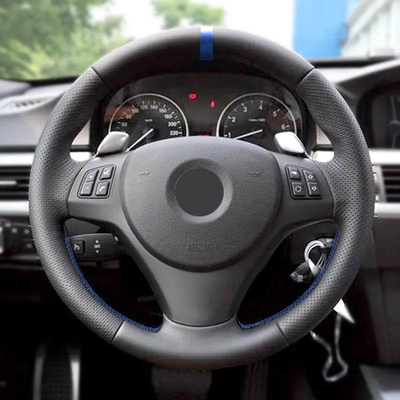 For BMW 1 3 Series E82 E87 E90 X1 E84 old 2011-2013 Car Steering Wheel Cover Trim Hand-stitch Black Leather with blue strip
For BMW 1 3 Series E82 E87 E90 X1 E84 old 2011-2013 Car Steering Wheel Cover Trim Hand-stitch Black Leather with blue strip