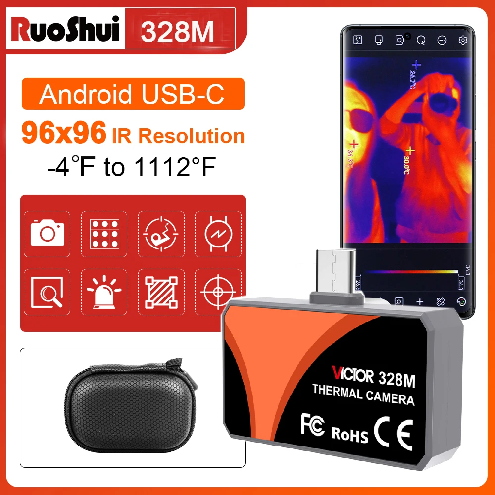 VICTOR Thermal Imaging Camera for Android USB-C Infrared thermal Camera 96x96 IR Resolution 25Hz Thermal Imager for HVAC Home
VICTOR Thermal Imaging Camera for Android USB-C Infrared thermal Camera 96x96 IR Resolution 25Hz Thermal Imager for HVAC Home