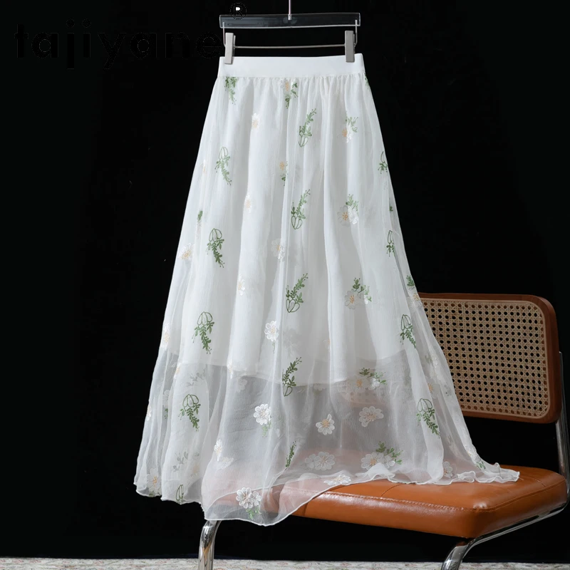 TAJIYANE 100% Mulberry Silk Long Skirts for Woman Vacation White Skirt New Arrivals 2025 Embroidery Summer Clothes Юбка Женская
TAJIYANE 100% Mulberry Silk Long Skirts for Woman Vacation White Skirt New Arrivals 2025 Embroidery Summer Clothes Юбка Женская
