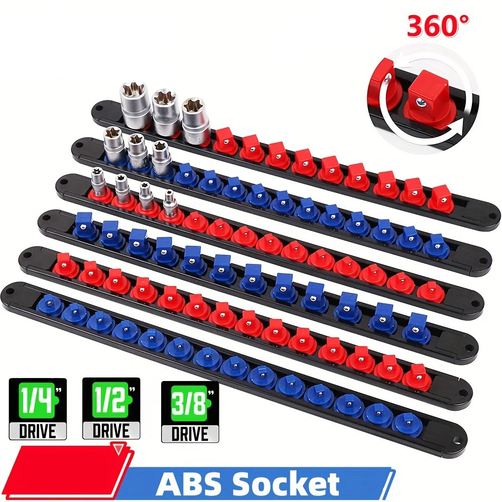 3-Pack 360° Rotating ABS Socket Organizer 1/4 inch 3/8 inch 1/2 inch Premium Socket Clip Rail Holder Socket Organizer Tool
3-Pack 360° Rotating ABS Socket Organizer 1/4 inch 3/8 inch 1/2 inch Premium Socket Clip Rail Holder Socket Organizer Tool