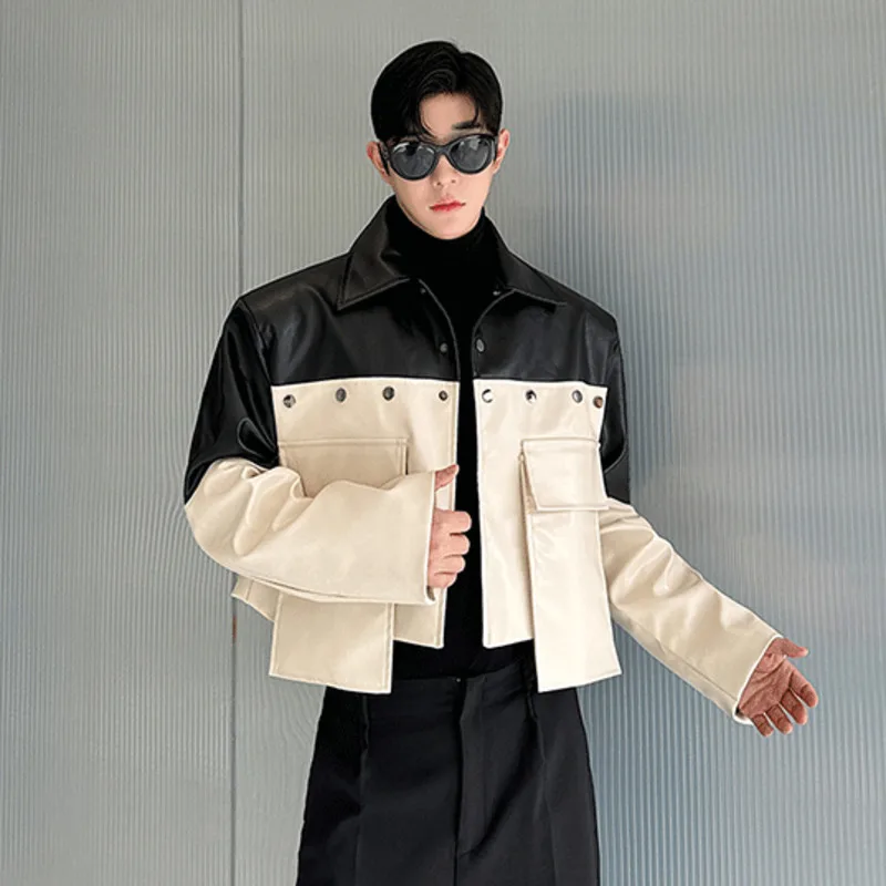 SYUHGFA High Street Men's Bigh Pockets Short Jackets Casual Turn-down Collar PU Leather Contract Color Trendy Autumn 2024
SYUHGFA High Street Men's Bigh Pockets Short Jackets Casual Turn-down Collar PU Leather Contract Color Trendy Autumn 2024