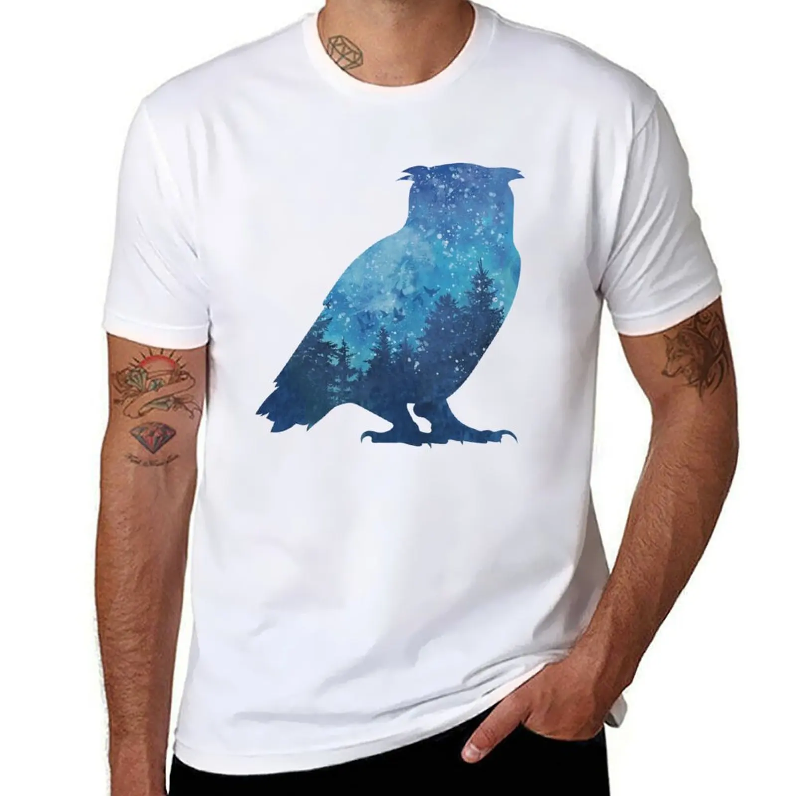 Starry Skies, Great Horned Owl Watercolor T-Shirt man t shirt cotton g man t shirts for men T-Shirt
Starry Skies, Great Horned Owl Watercolor T-Shirt man t shirt cotton g man t shirts for men T-Shirt