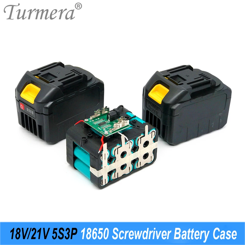 Turmera 18V 21V 5S3P Screwdriver Battery Kit Case 15X 18650 Holder 5S 35A BMS Welding Nickel for 6Ah to 9Ah Electric Drill Use
Turmera 18V 21V 5S3P Screwdriver Battery Kit Case 15X 18650 Holder 5S 35A BMS Welding Nickel for 6Ah to 9Ah Electric Drill Use