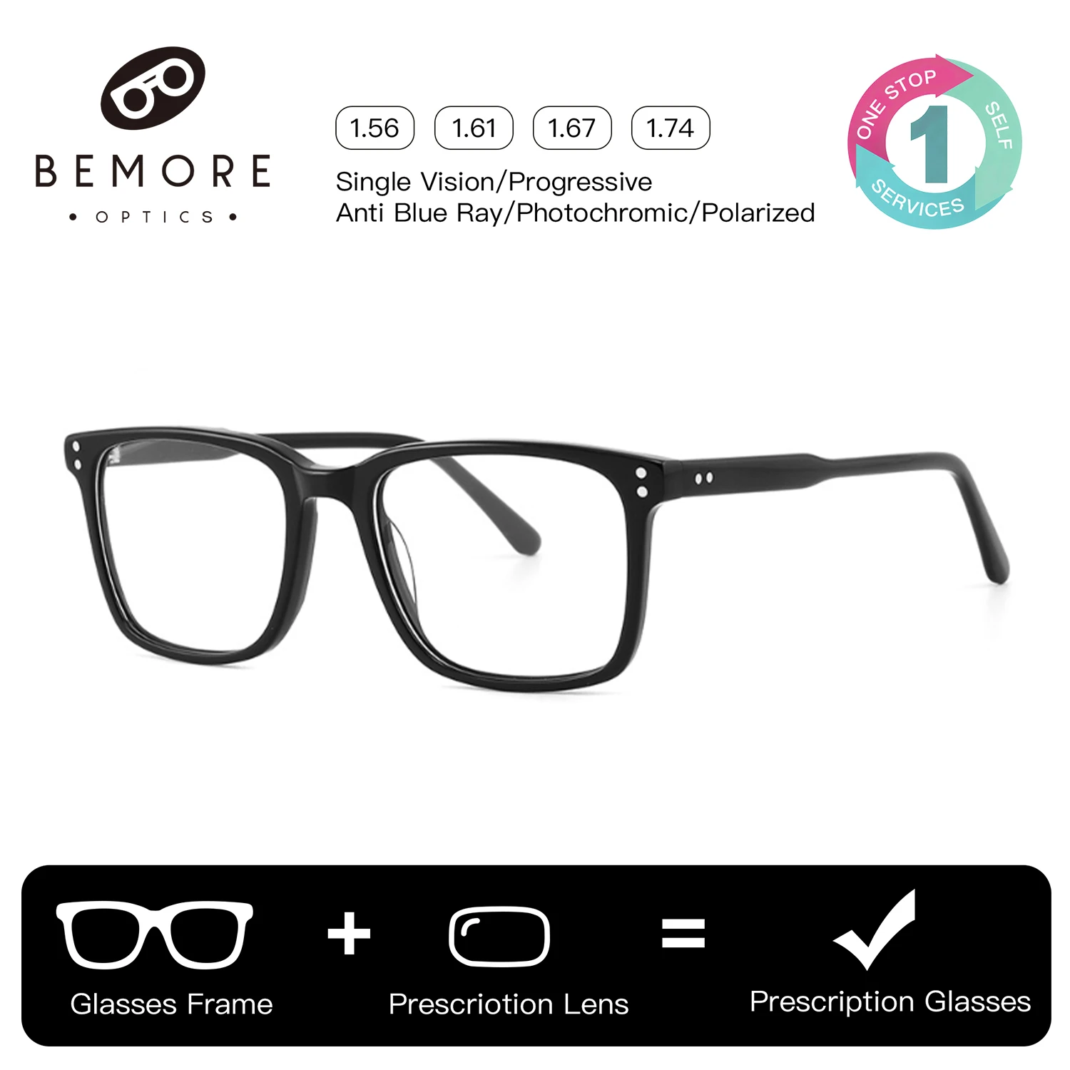 BEMORE Square Progressive Lenses with Medical Prescription Acetate Photochromic Anti Blue Light Women Man Optical Glasses
BEMORE Square Progressive Lenses with Medical Prescription Acetate Photochromic Anti Blue Light Women Man Optical Glasses