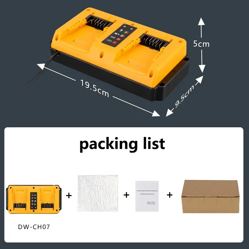 Быстрое зарядное устройство 90 Вт для зарядного устройства DeWalt, двухпортовые литий-ионные аккумуляторы для ЕС/США/Великобритании/Австралии 18 В-20 В DCB207 DCB206 DCB204
Быстрое зарядное устройство 90 Вт для зарядного устройства DeWalt, двухпортовые литий-ионные аккумуляторы для ЕС/США/Великобритании/Австралии 18 В-20 В DCB207 DCB206 DCB204