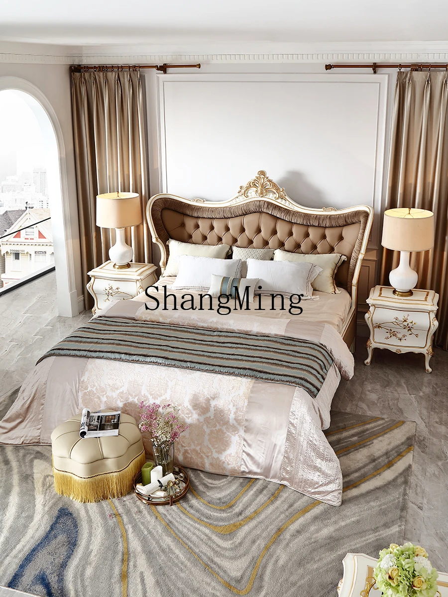 CL court solid wood leather bed hand-carved villa large flat master bedroom double wedding bed
CL court solid wood leather bed hand-carved villa large flat master bedroom double wedding bed