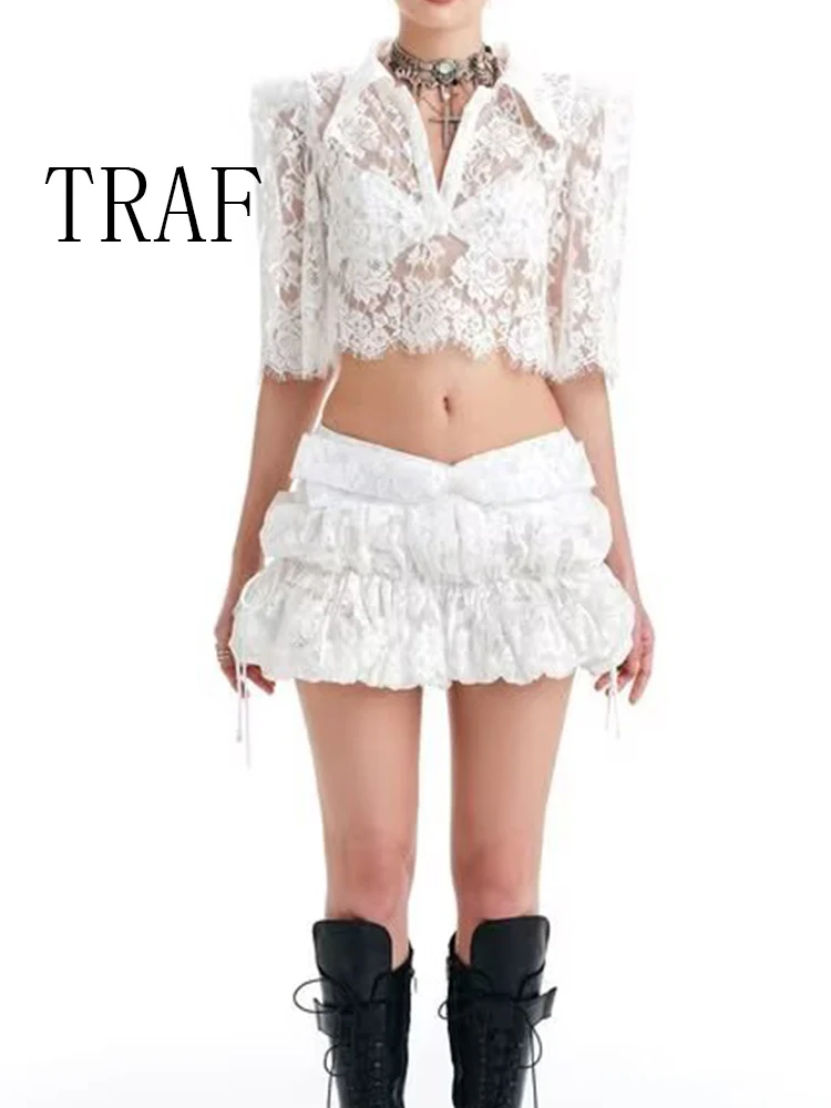 TRAF new summer women's clothing European and American style fashion trend lace short-sleeved shirt bow skirt two-piece suit
TRAF new summer women's clothing European and American style fashion trend lace short-sleeved shirt bow skirt two-piece suit