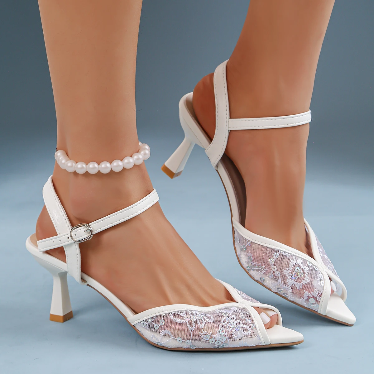 Women's Sparkly Sequin Stiletto Heeled Sandals Spring Lace Mesh Bridal Wedding Shoes Women Sexy Pointed Toe Ankle Strap Sandals
Women's Sparkly Sequin Stiletto Heeled Sandals Spring Lace Mesh Bridal Wedding Shoes Women Sexy Pointed Toe Ankle Strap Sandals
