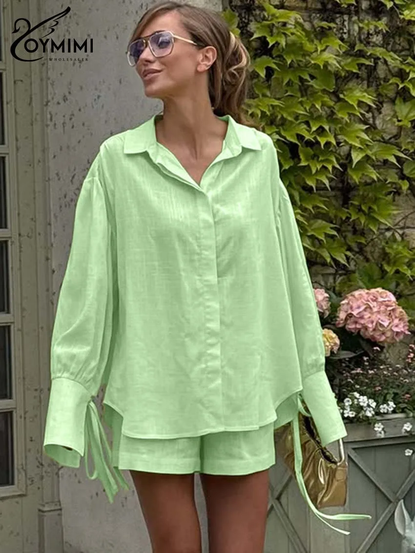 Oymimi Women's Mint Green Linen 2 Piece Set 2026 Spring Oversized Long Sleeve Shirt Tie Cuffs And Shorts Casual Fashion Wear
Oymimi Women's Mint Green Linen 2 Piece Set 2026 Spring Oversized Long Sleeve Shirt Tie Cuffs And Shorts Casual Fashion Wear
