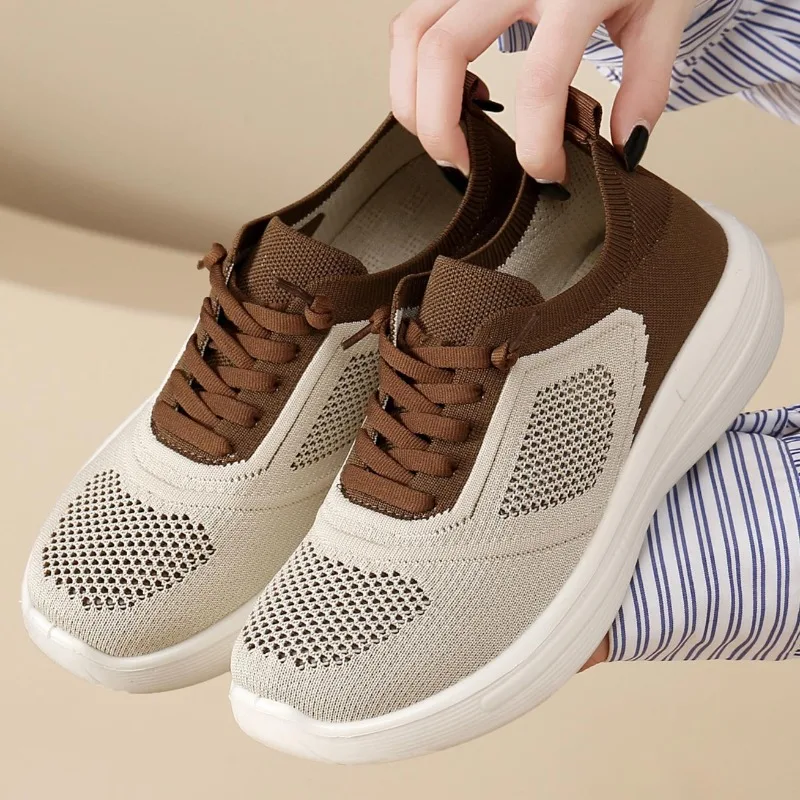 Women's Lightweight Mesh Running Shoes Beige Brown Heart Pattern Knit Sneakers Breathable Non-slip Lace-up Casual Walking Shoes
Women's Lightweight Mesh Running Shoes Beige Brown Heart Pattern Knit Sneakers Breathable Non-slip Lace-up Casual Walking Shoes