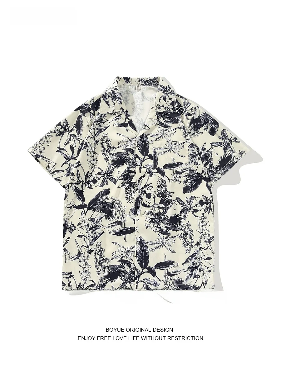 BOYUE Cuban Collar Dyed Ink irt Summer Men's ort Sve Loose Fit Printed Casual irt Youth Faion Summer 2023
BOYUE Cuban Collar Dyed Ink irt Summer Men's ort Sve Loose Fit Printed Casual irt Youth Faion Summer 2023