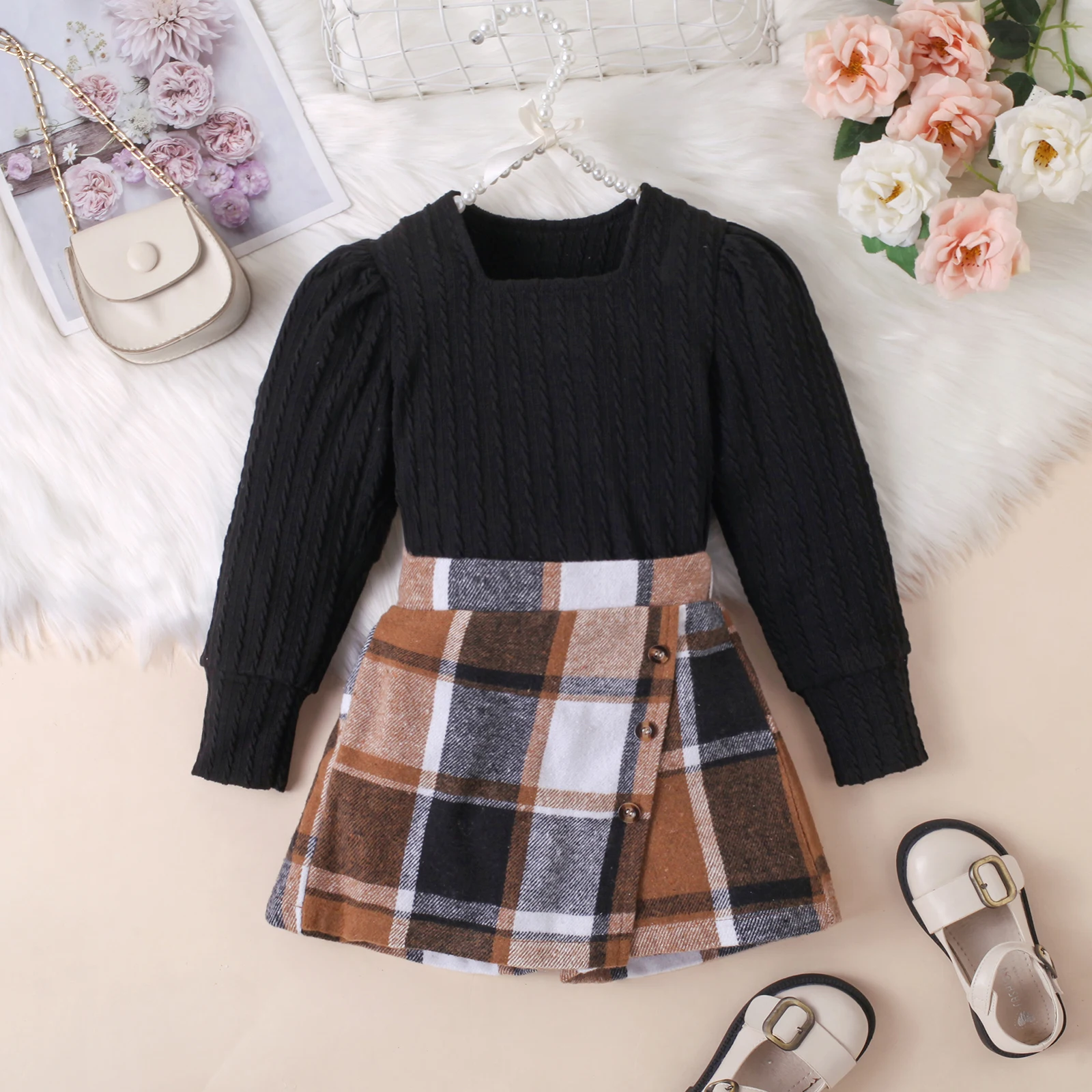 Toddler Infant Children Kids Girl Clothes Sets Long Sleeve Knit Tops Plaid Button Skirts Spring Fall Outfits
Toddler Infant Children Kids Girl Clothes Sets Long Sleeve Knit Tops Plaid Button Skirts Spring Fall Outfits