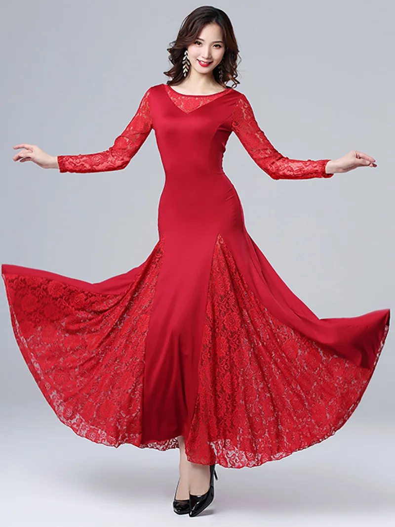 Adult Women Lace Ballroom Dress Social Dance Modern Dance Waltz Costume Stage Performance Dancing Class Clothes Dancewear
Adult Women Lace Ballroom Dress Social Dance Modern Dance Waltz Costume Stage Performance Dancing Class Clothes Dancewear
