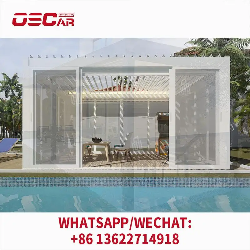 Outdoor Retractable Aluminum Pergola with Louvre and Rideaux for Garden Patio Backyard pergola
Outdoor Retractable Aluminum Pergola with Louvre and Rideaux for Garden Patio Backyard pergola