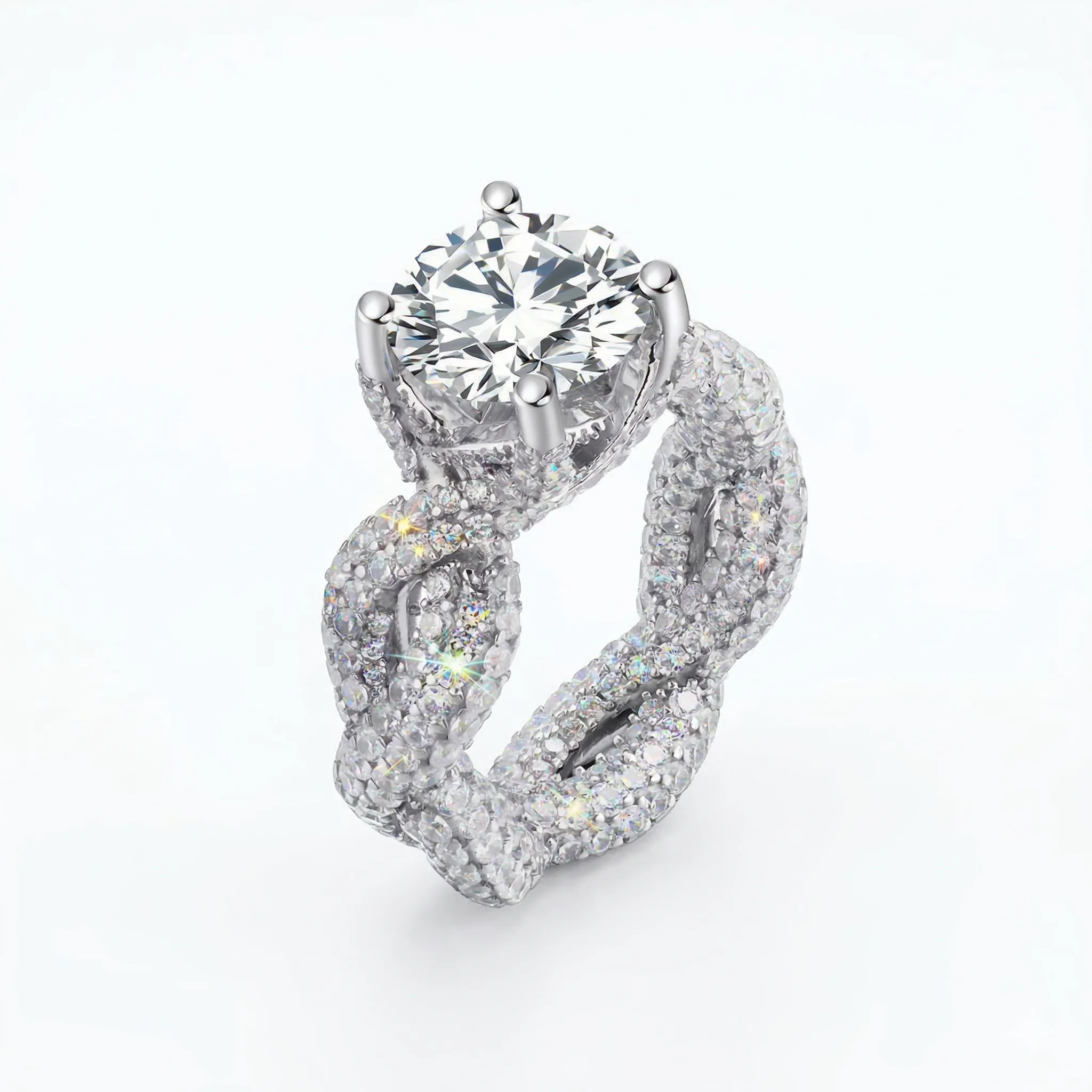 Elegant Vintage 5CT Round Cut Twisted Shank Moissanite Ring S925 Silver D VVS1 Pave Setting Engagement Wedding Band Gift For Bri
Elegant Vintage 5CT Round Cut Twisted Shank Moissanite Ring S925 Silver D VVS1 Pave Setting Engagement Wedding Band Gift For Bri