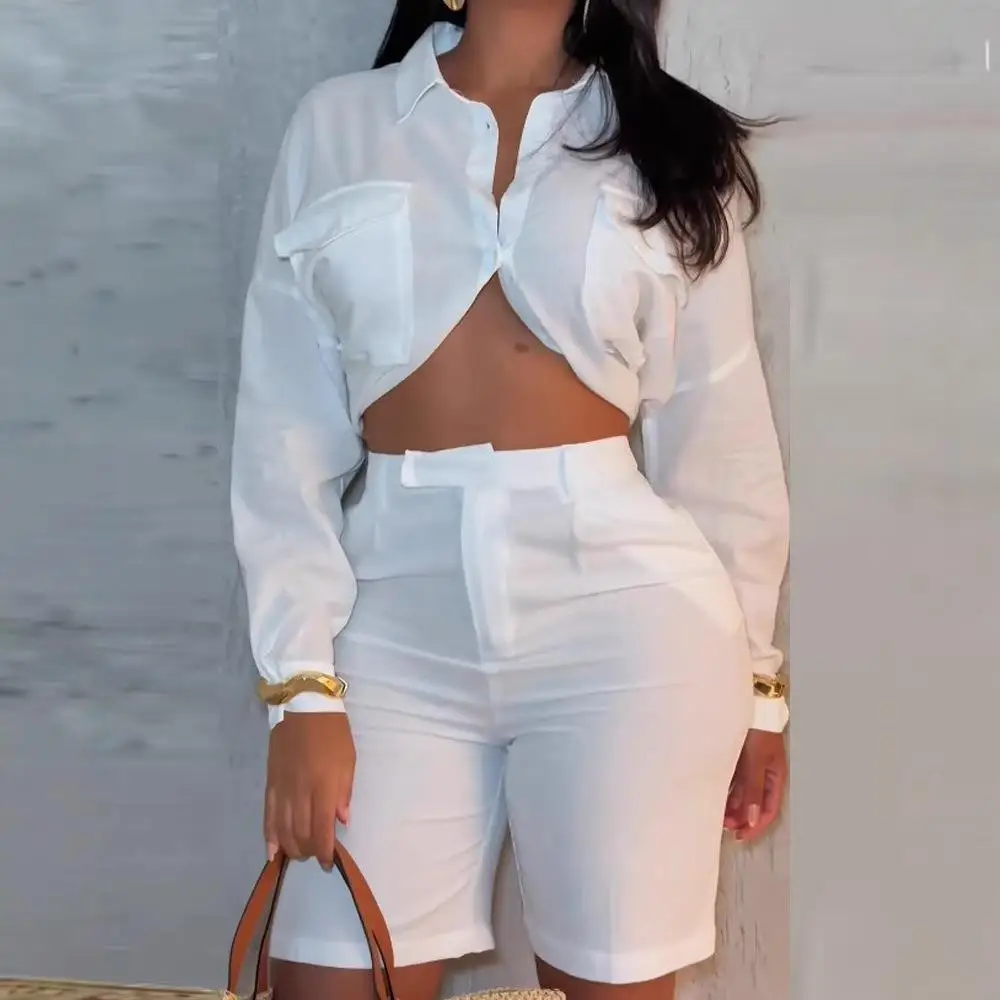 Elegant Long Sleeve Women's Shirt with Waist High Fashion Set Three Pieces Pure Color Spring Season Work Uniform School Uniform
Elegant Long Sleeve Women's Shirt with Waist High Fashion Set Three Pieces Pure Color Spring Season Work Uniform School Uniform