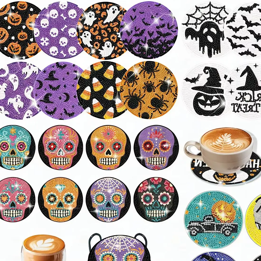 Punk style Skull Pattern Halloween Clown Horror Personality DIY Diamond Painting Coasters with Holder Cartoon Souvenirs
Punk style Skull Pattern Halloween Clown Horror Personality DIY Diamond Painting Coasters with Holder Cartoon Souvenirs