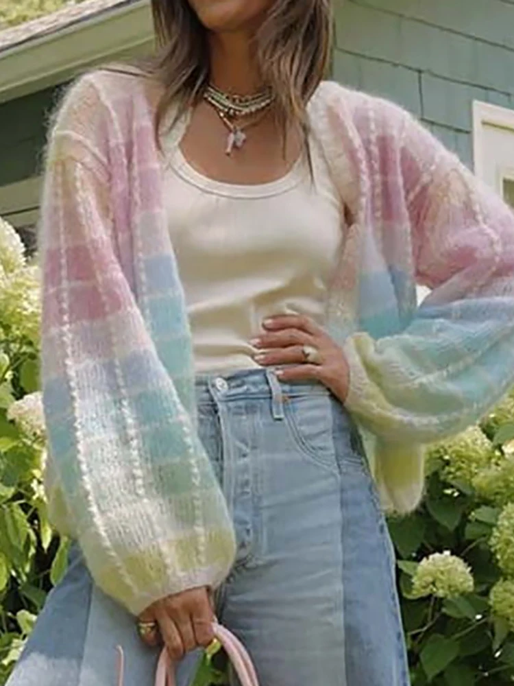 Autumn Fashion O-neck Loose Short Jackets Winter Women Casual Long Sleeve Cardigan Tops Elegant Multicolored Print Knitted Coat
Autumn Fashion O-neck Loose Short Jackets Winter Women Casual Long Sleeve Cardigan Tops Elegant Multicolored Print Knitted Coat