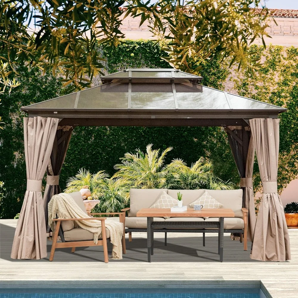 Outdoor Living 10’ x 12’ Hardtop Gazebo, Outdoor Aluminum Frame Canopy with Polycarbonate Double Roof, Outdoor Permanent
Outdoor Living 10’ x 12’ Hardtop Gazebo, Outdoor Aluminum Frame Canopy with Polycarbonate Double Roof, Outdoor Permanent