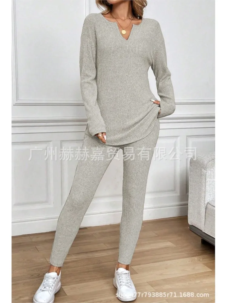 Casual Loose Tops 2 Piece Sets For Women Fashion Slim High Waist Long Pants Set Lady Solid V Neck Pullover T Shirt Clothes New
Casual Loose Tops 2 Piece Sets For Women Fashion Slim High Waist Long Pants Set Lady Solid V Neck Pullover T Shirt Clothes New