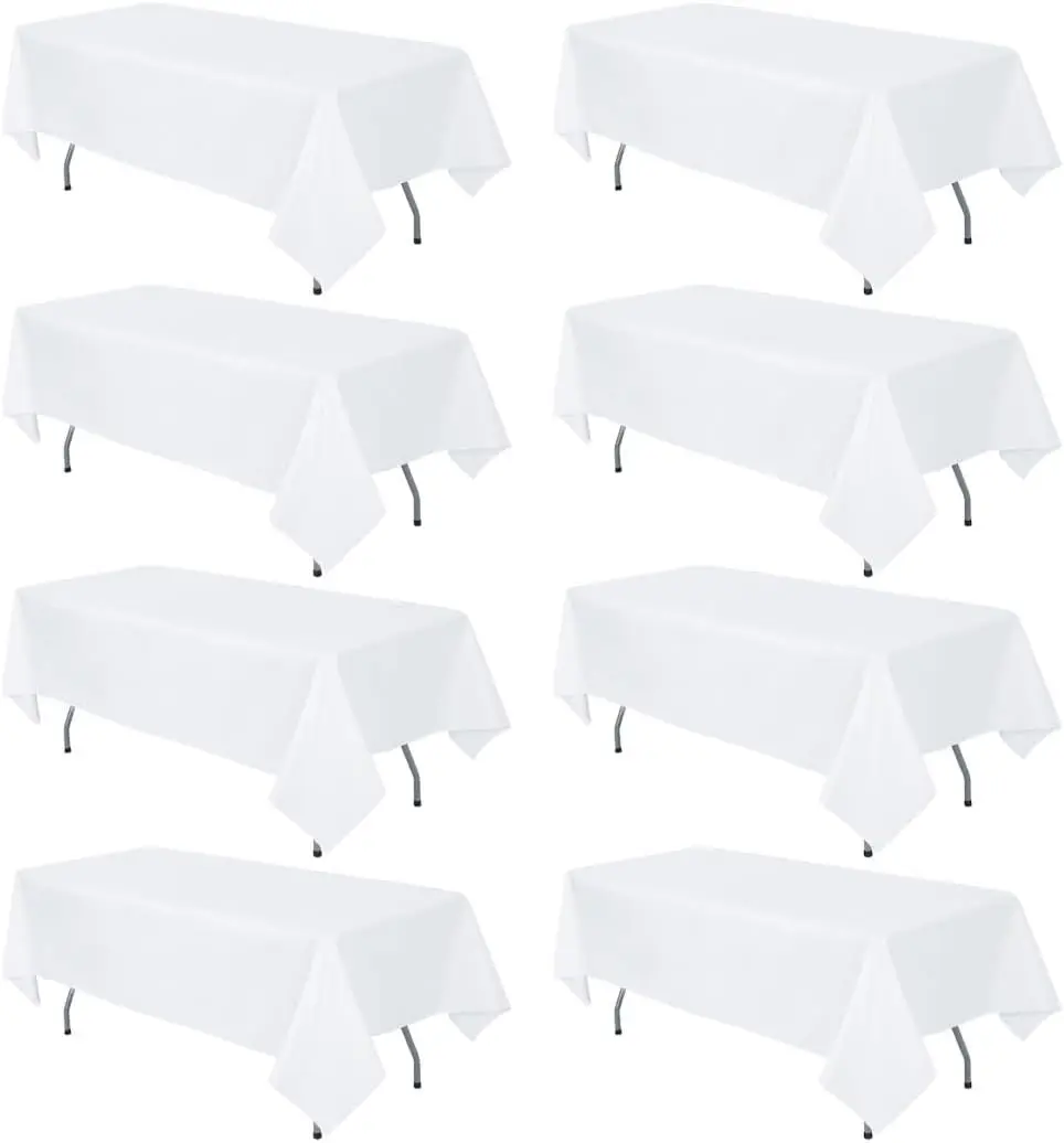 8 Pack White Tablecloth 60x126 Inch Rectangular for 8 Foot Tables, Wrinkle Resistant Washable Polyester Table Covers for Wedding
8 Pack White Tablecloth 60x126 Inch Rectangular for 8 Foot Tables, Wrinkle Resistant Washable Polyester Table Covers for Wedding
