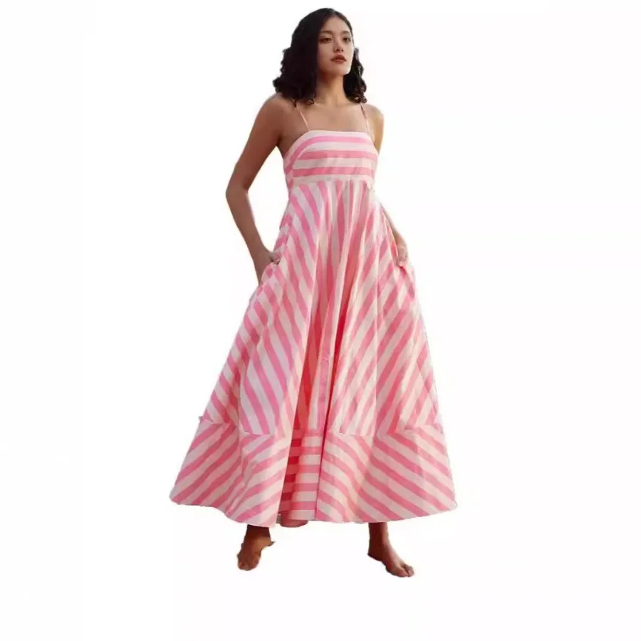 【New style】Summer new style sexy suspender temperament print stripe high-waisted dress
【New style】Summer new style sexy suspender temperament print stripe high-waisted dress