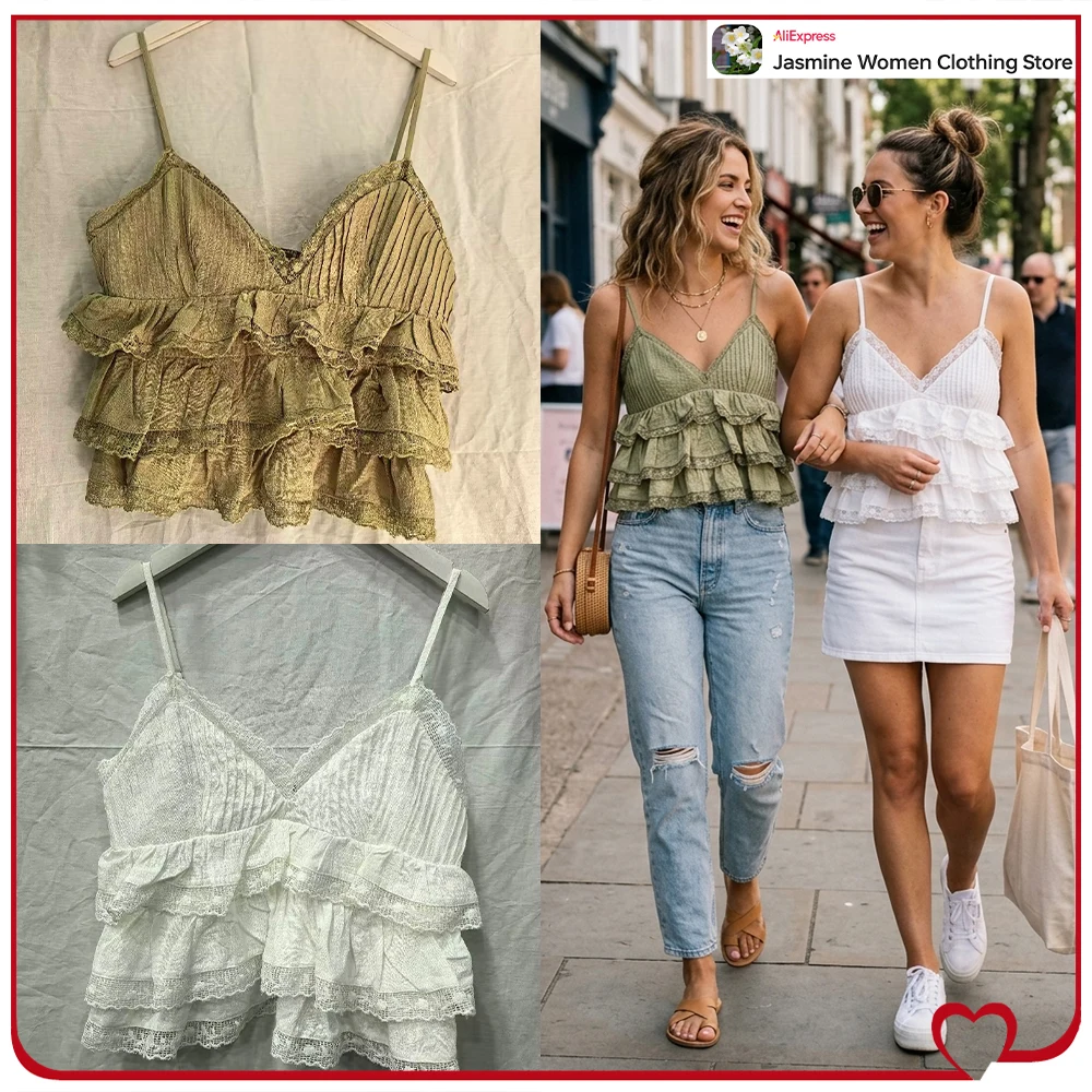 Elegant Chic Women Embroidered Ruffled Chiffon Tops New V-neck Adjustable Spaghetti Strap Tops with Tonal Ruffles and Embroidery
Elegant Chic Women Embroidered Ruffled Chiffon Tops New V-neck Adjustable Spaghetti Strap Tops with Tonal Ruffles and Embroidery