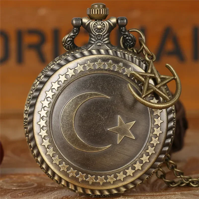Retro Turkey Flag Design Antique Quartz Pocket Watch Necklace Pendant Chain for Men Women with Moon Star Accessory Timepiece
Retro Turkey Flag Design Antique Quartz Pocket Watch Necklace Pendant Chain for Men Women with Moon Star Accessory Timepiece