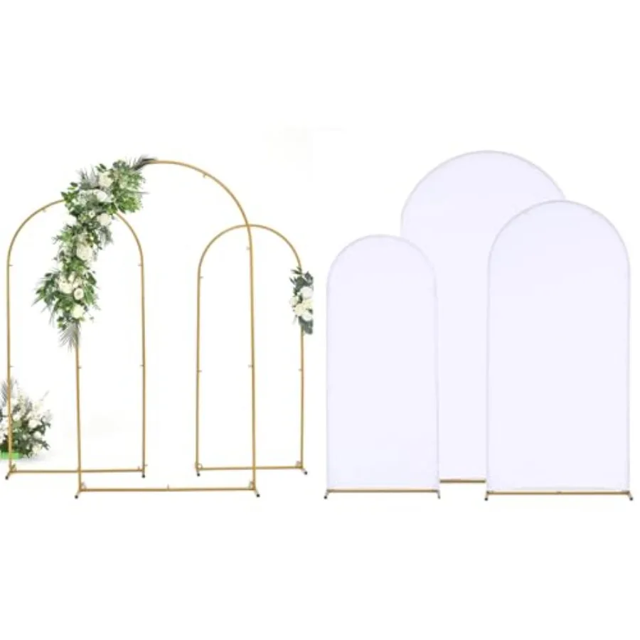 Wedding Arch Backdrop Stand and Cover Set of 6, 7.2FT, 6.6FT, 5.9FT,Gold Metal Arch Stand With White Spandex Arch Covers for Pa
Wedding Arch Backdrop Stand and Cover Set of 6, 7.2FT, 6.6FT, 5.9FT,Gold Metal Arch Stand With White Spandex Arch Covers for Pa