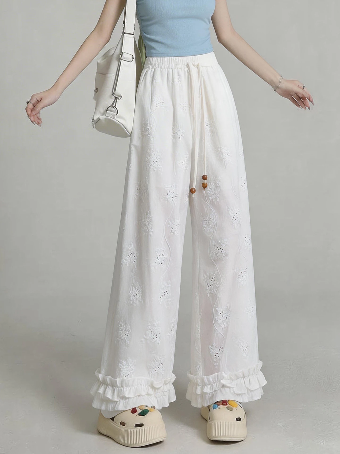 White Lace Hollow Embroidery Wide Leg Pants Women Summer Japanese Style Wooden Straight Pants Ice Silk Sun Protection Ni...
White Lace Hollow Embroidery Wide Leg Pants Women Summer Japanese Style Wooden Straight Pants Ice Silk Sun Protection Ni...