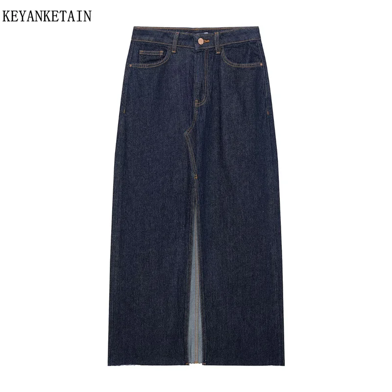 KEYANKETIAN 2025 New Women's Zipper High Waist Dark blue denim skirt Leisure style Slim Split Ankle-Length Straight MIDI Skirt
KEYANKETIAN 2025 New Women's Zipper High Waist Dark blue denim skirt Leisure style Slim Split Ankle-Length Straight MIDI Skirt