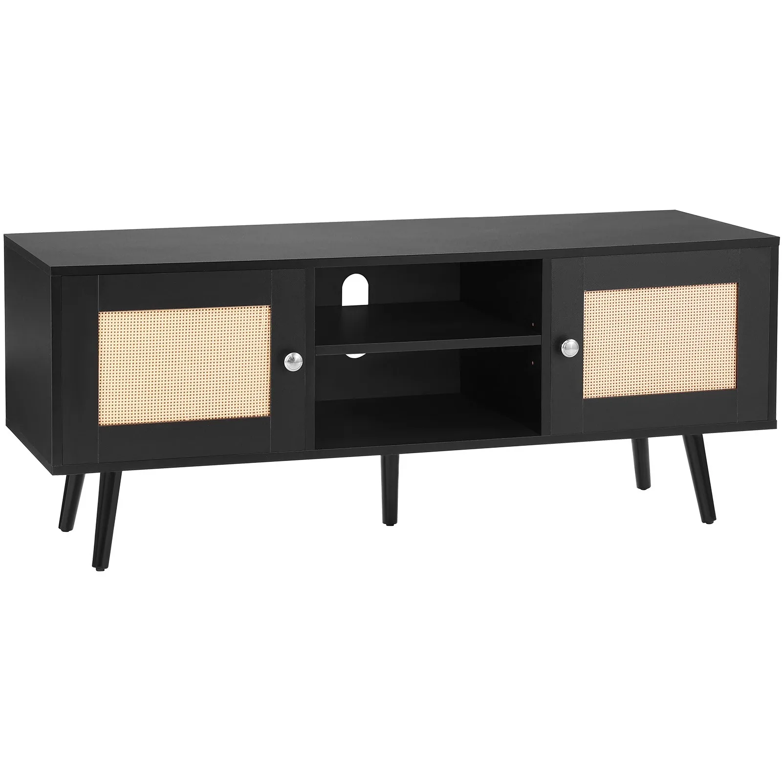 Rattan TV Stand for 55" TV Entertainment Center with Rattan Door Black
Rattan TV Stand for 55" TV Entertainment Center with Rattan Door Black