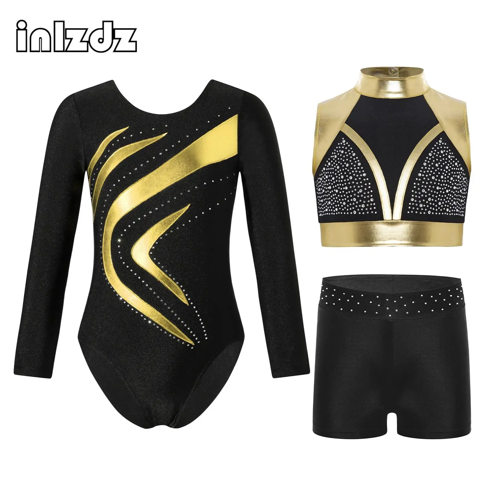 Kids Girls Rhythmic Gymnastics Dance Outfit Sleeveless Rhinestones Metallic Leotard Figure Skating Ballet Dance Performance Sets
Kids Girls Rhythmic Gymnastics Dance Outfit Sleeveless Rhinestones Metallic Leotard Figure Skating Ballet Dance Performance Sets