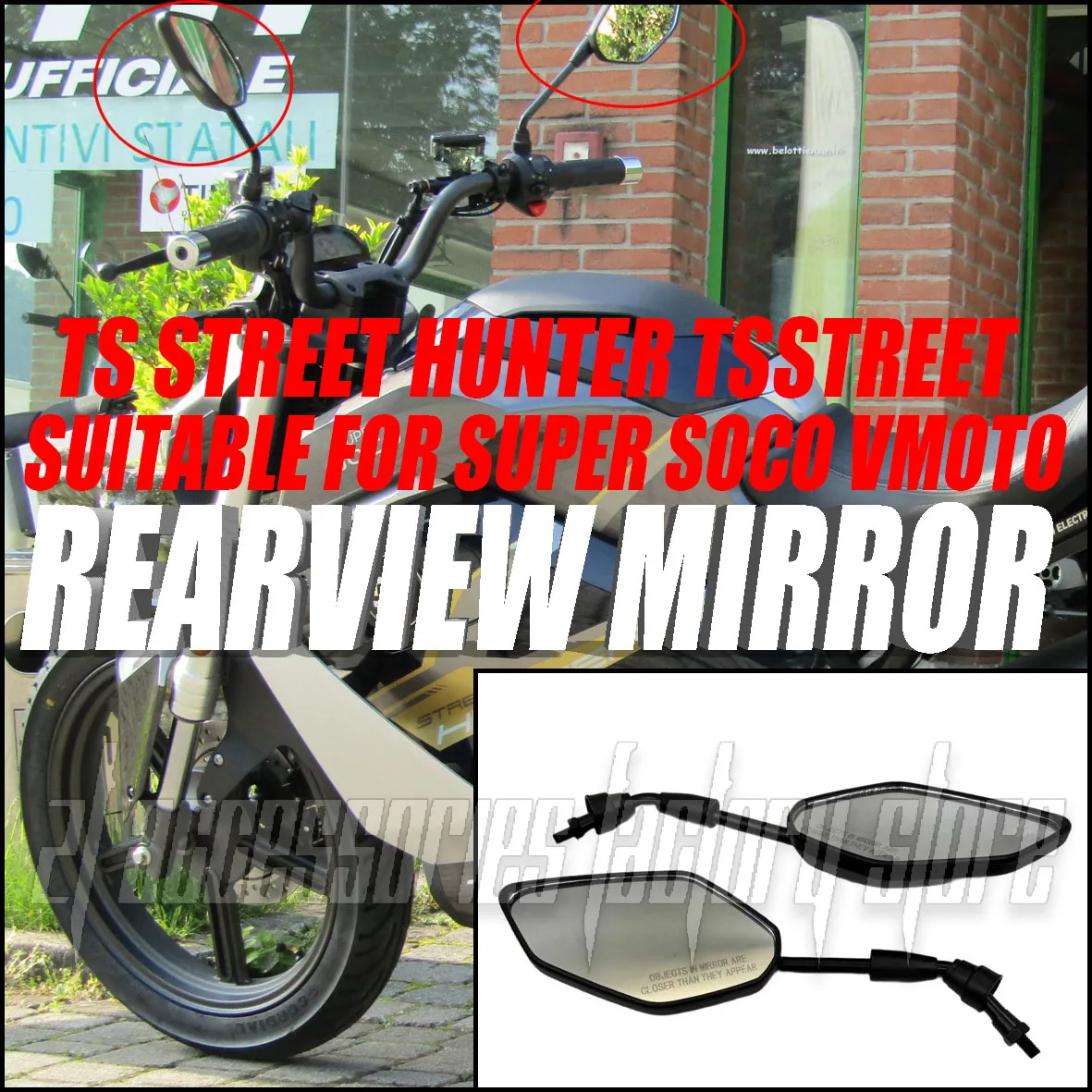 New Super Soco dedicated side mirror rearview mirror for Super Soco VMOTO TS Street Hunter TsStreet
New Super Soco dedicated side mirror rearview mirror for Super Soco VMOTO TS Street Hunter TsStreet