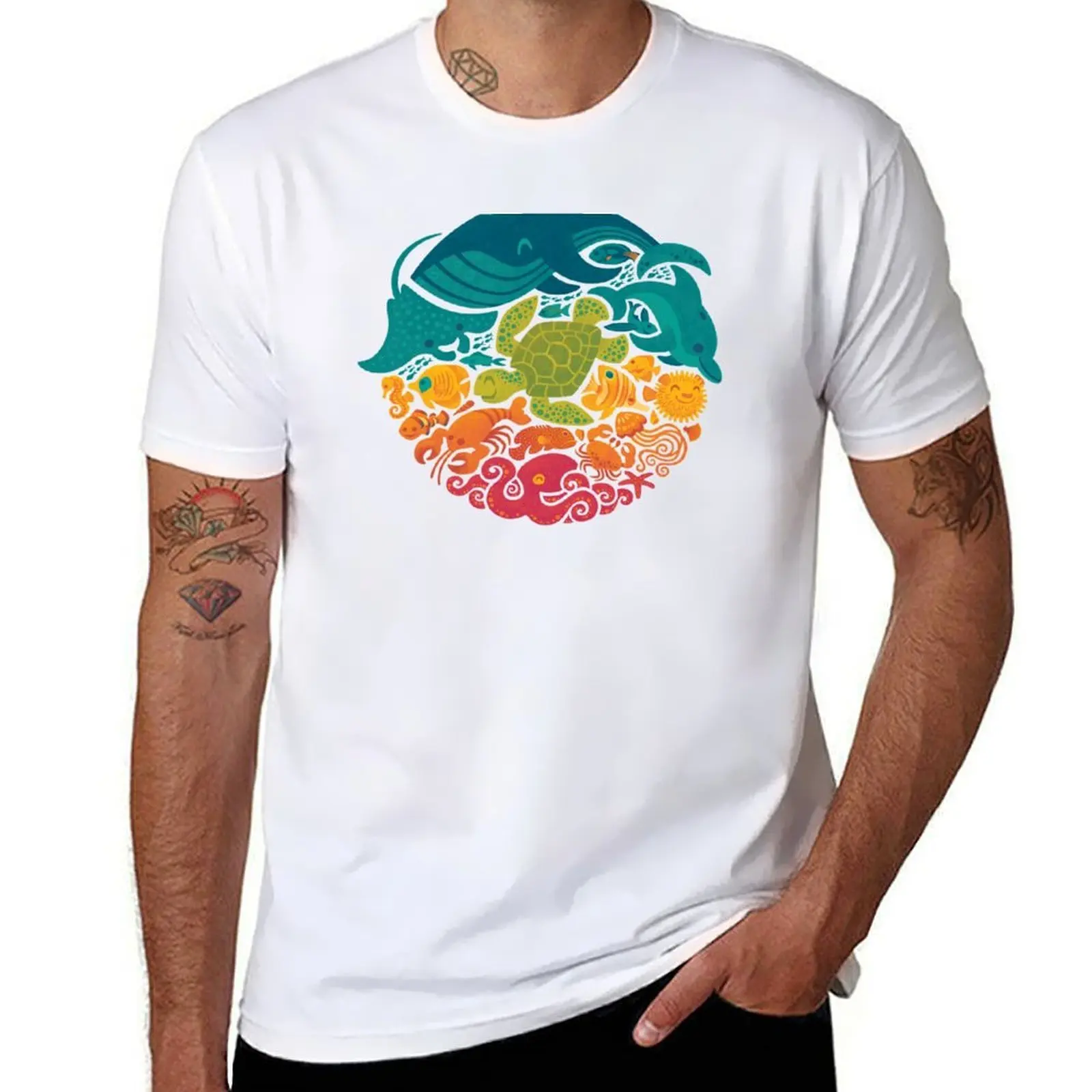 Aquatic Rainbow (white) T-Shirt cotton t shirts man 100% t shirt for man 100 percent cotton T-Shirt
Aquatic Rainbow (white) T-Shirt cotton t shirts man 100% t shirt for man 100 percent cotton T-Shirt