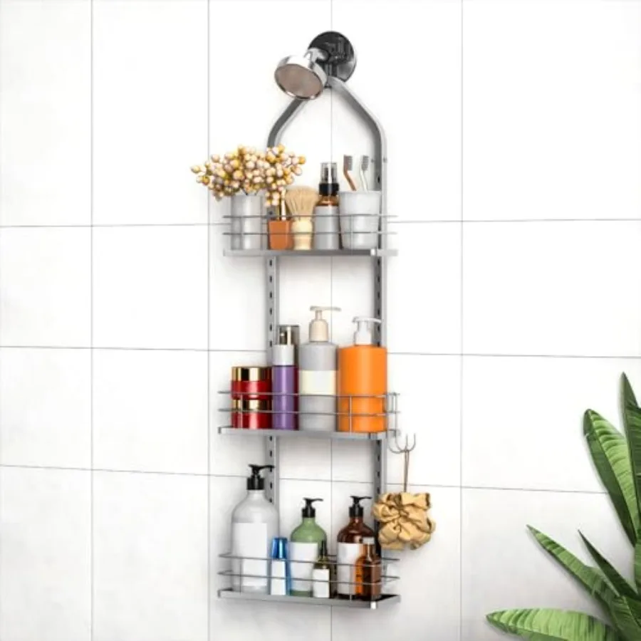 Shower Caddy Hanging Adjustable Anti-Swing-Over The Shower Head Caddy 3 Tier Height Bathroom Storage Organizer Bathroom Shelves
Shower Caddy Hanging Adjustable Anti-Swing-Over The Shower Head Caddy 3 Tier Height Bathroom Storage Organizer Bathroom Shelves