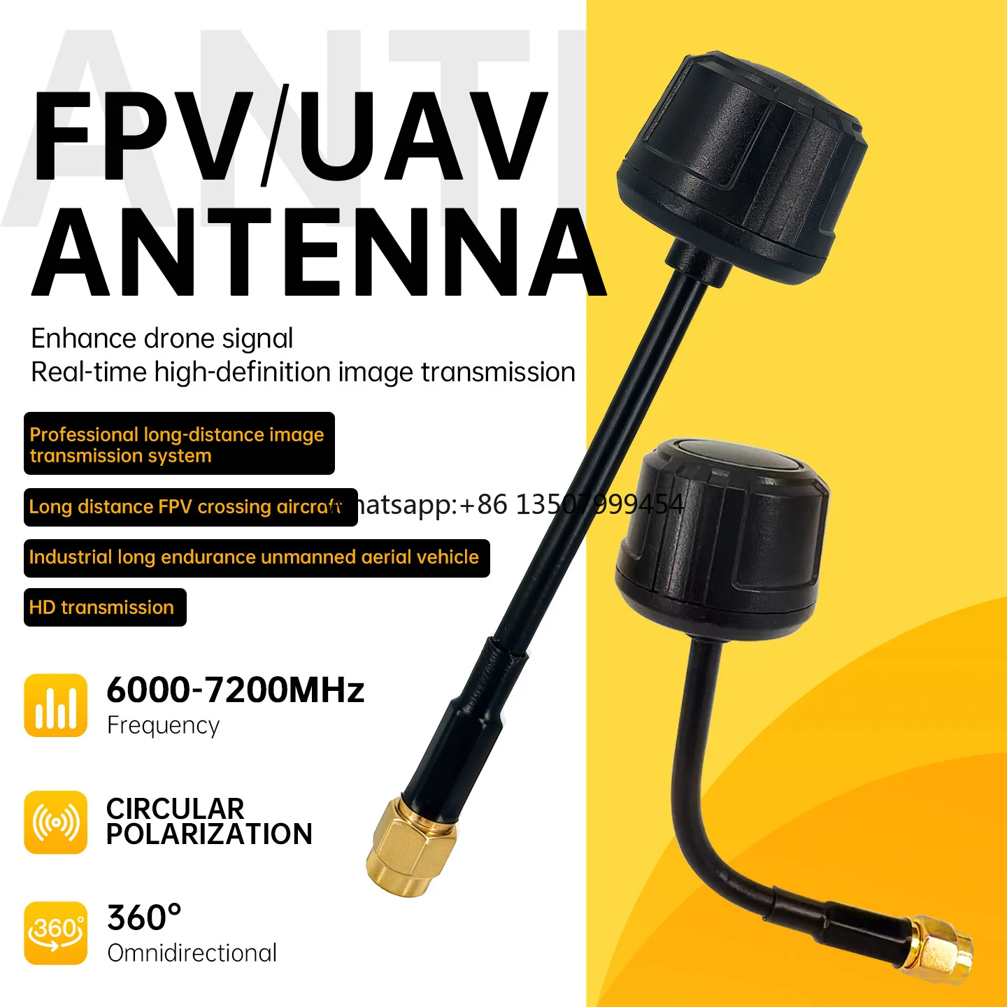 High Frequency 6000-7200MHz Omnidirectional FPV UVA Antenna Circular Polarization 5G 6G Drone Antenna for Image Transmission
High Frequency 6000-7200MHz Omnidirectional FPV UVA Antenna Circular Polarization 5G 6G Drone Antenna for Image Transmission