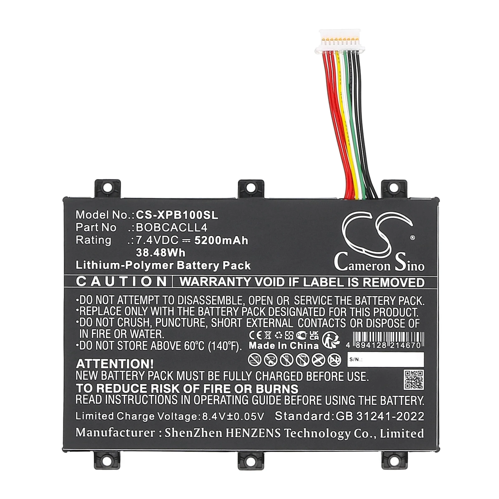 Сменная батарея CS для планшетов Xplore Bobcat Rugged IX101B1, XSlate B10, XSlate B10 IX101B2 R, PN: BOBCACLL4, 5200 мАч / 38.48 Вт·ч
Сменная батарея CS для планшетов Xplore Bobcat Rugged IX101B1, XSlate B10, XSlate B10 IX101B2 R, PN: BOBCACLL4, 5200 мАч / 38.48 Вт·ч