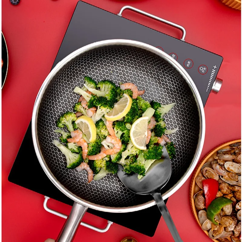 316 Stainless Steel Frying Pan Double-sided Screen Honeycomb Low Oil Fume Flat Bottomed Non Stick Pan Fried Egg Frying Pan
316 Stainless Steel Frying Pan Double-sided Screen Honeycomb Low Oil Fume Flat Bottomed Non Stick Pan Fried Egg Frying Pan