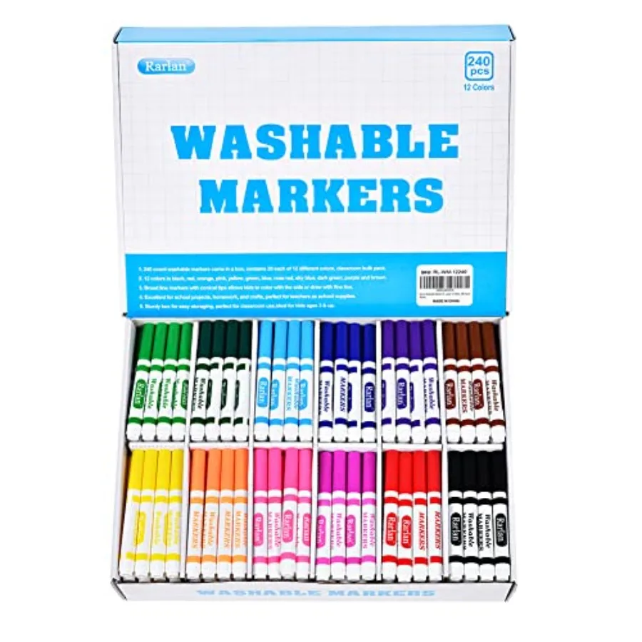 Washable Markers Bulk Markers for Bulk pack 12 Colors 240 Count
Washable Markers Bulk Markers for Bulk pack 12 Colors 240 Count